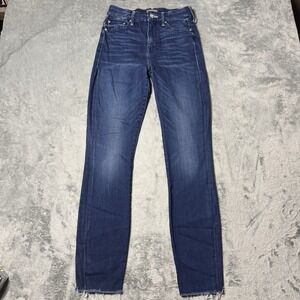 Mother High Waisted Looker Ankle Fray Sz 24 Tongue in‎ Chic Skinny Stretch Denim